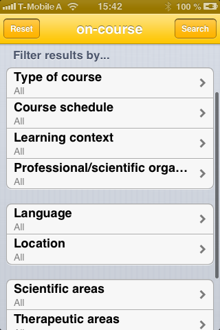 on-course App screenshots